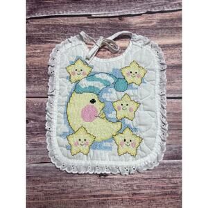 Handmade‎ Moon Stars Cross Stitch Bib
